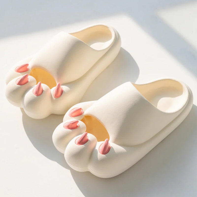 2023 Summer Indoor Slippers Women Men Home Floor Shoes Soft EVA Thick Sole Cute Cartoon Paw Slides Female Male Platform Footwear