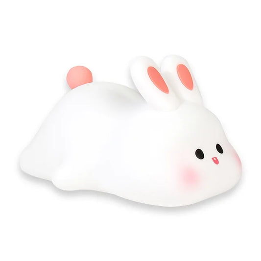 LED Cute Rabbit Silicone Lamp USB Rechargeable Timing Bedside Decor Light 3 Level Dimmable Breastfeeding Nursery Night Light